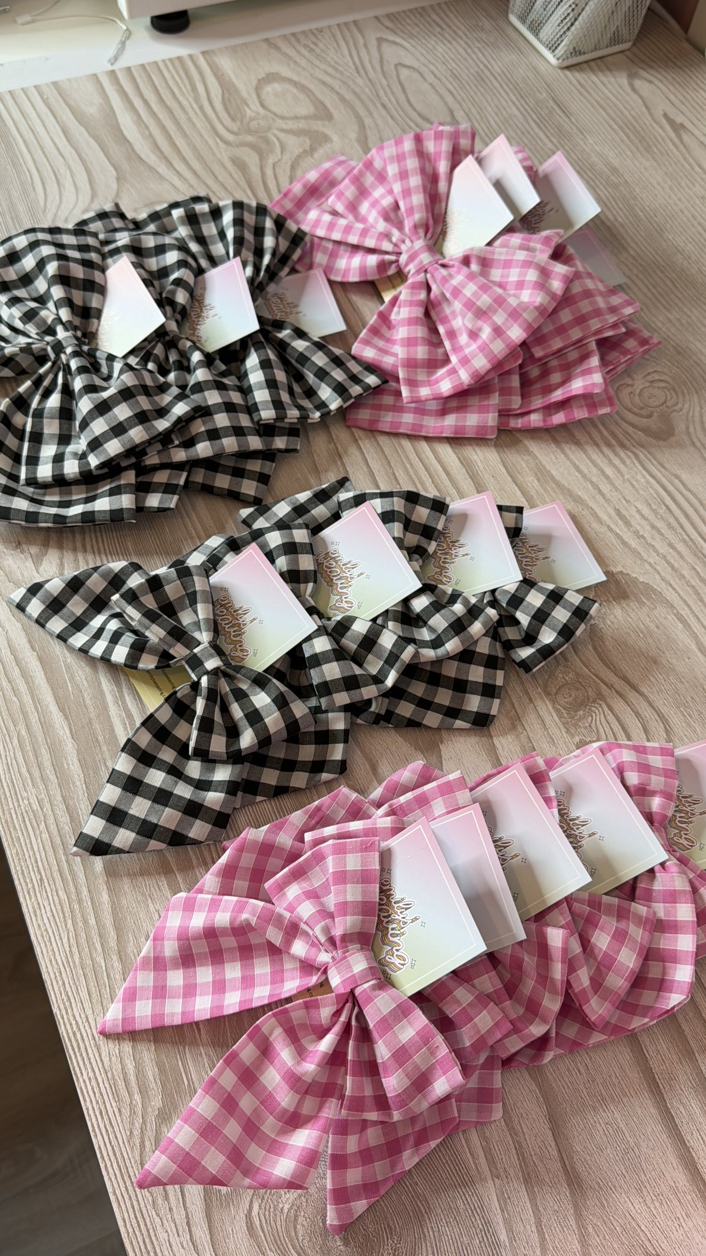 Large Pink Gingham Bow