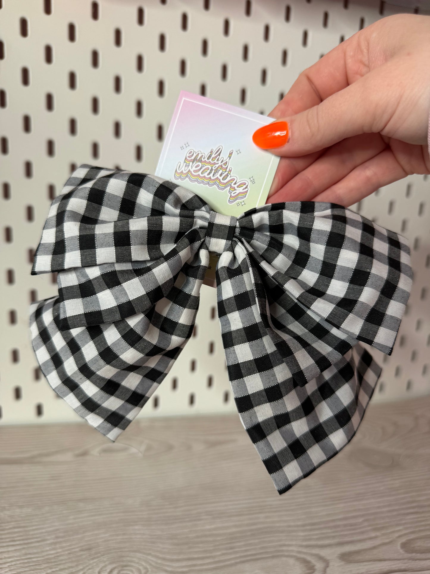 Large Black Gingham Bow