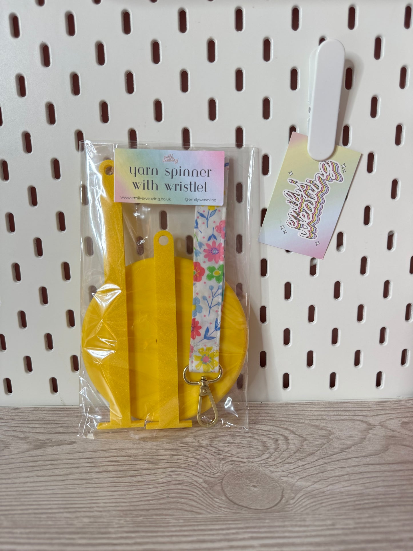 Yellow Yarn Spinner with Ditsy Wristlet