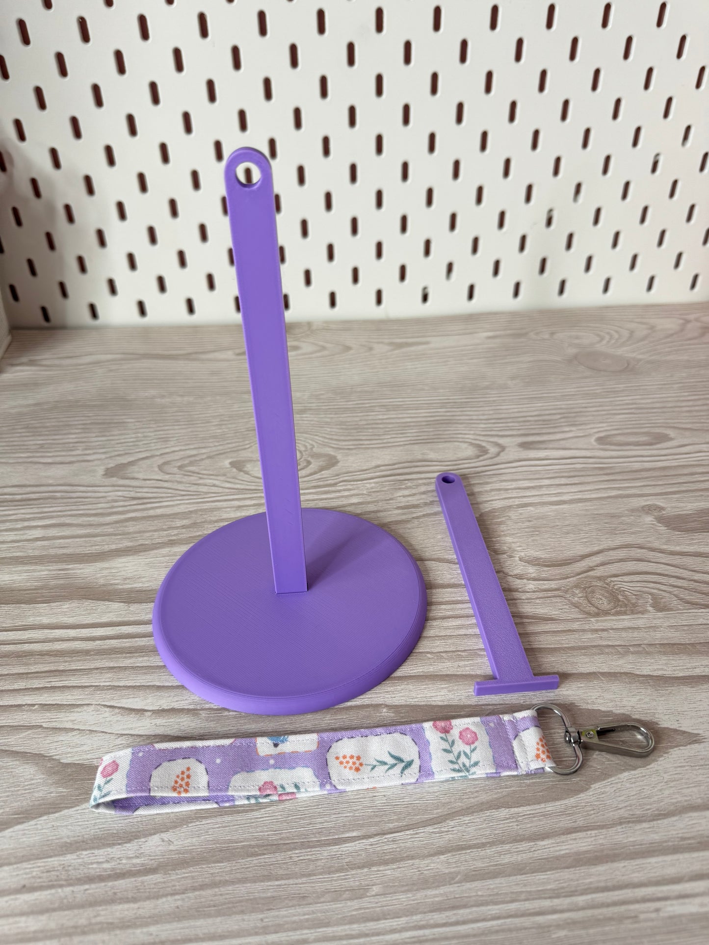 Purple Yarn Spinner with Stamp Wristlet