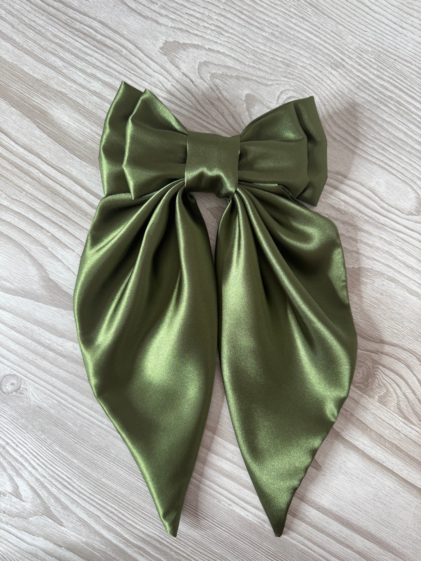 Extra Large Olive Silky Bow