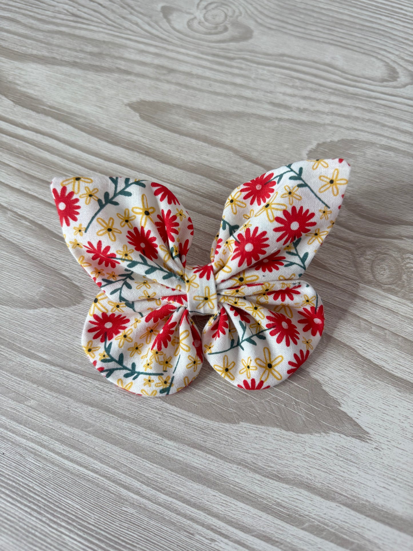 Large Red Floral Butterfly Bow