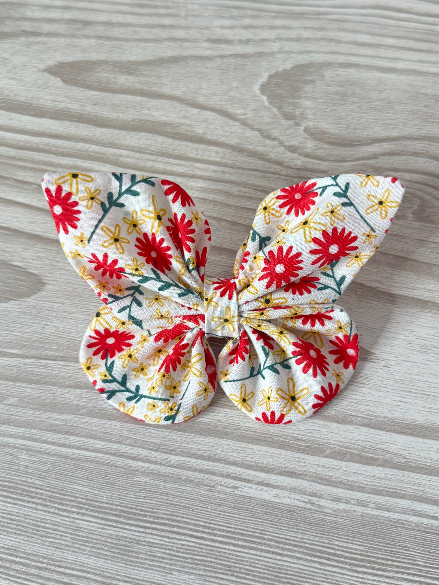 Large Red Floral Butterfly Bow