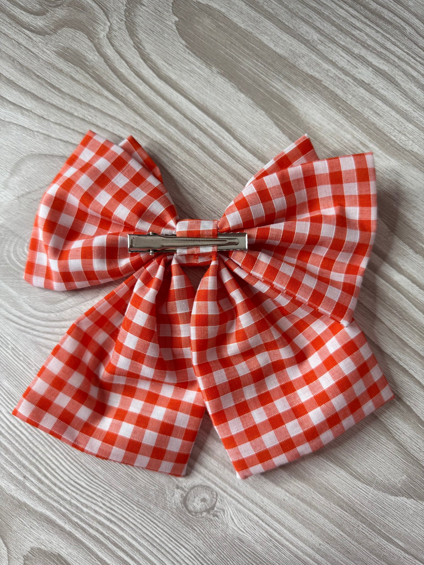 Large Orange Gingham Bow