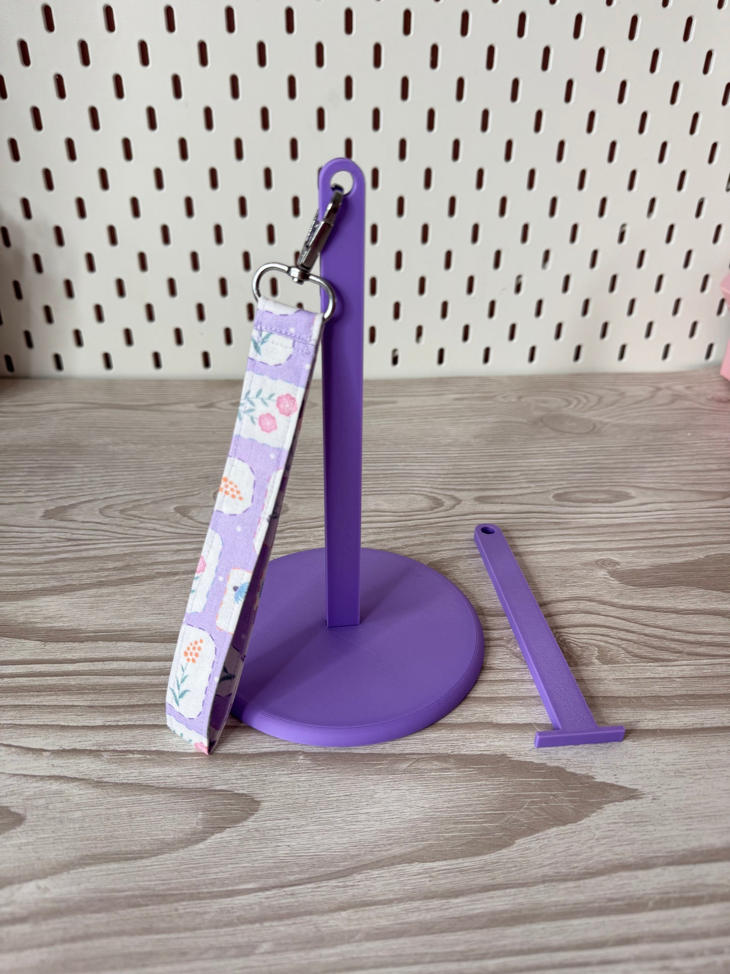 Purple Yarn Spinner with Stamp Wristlet