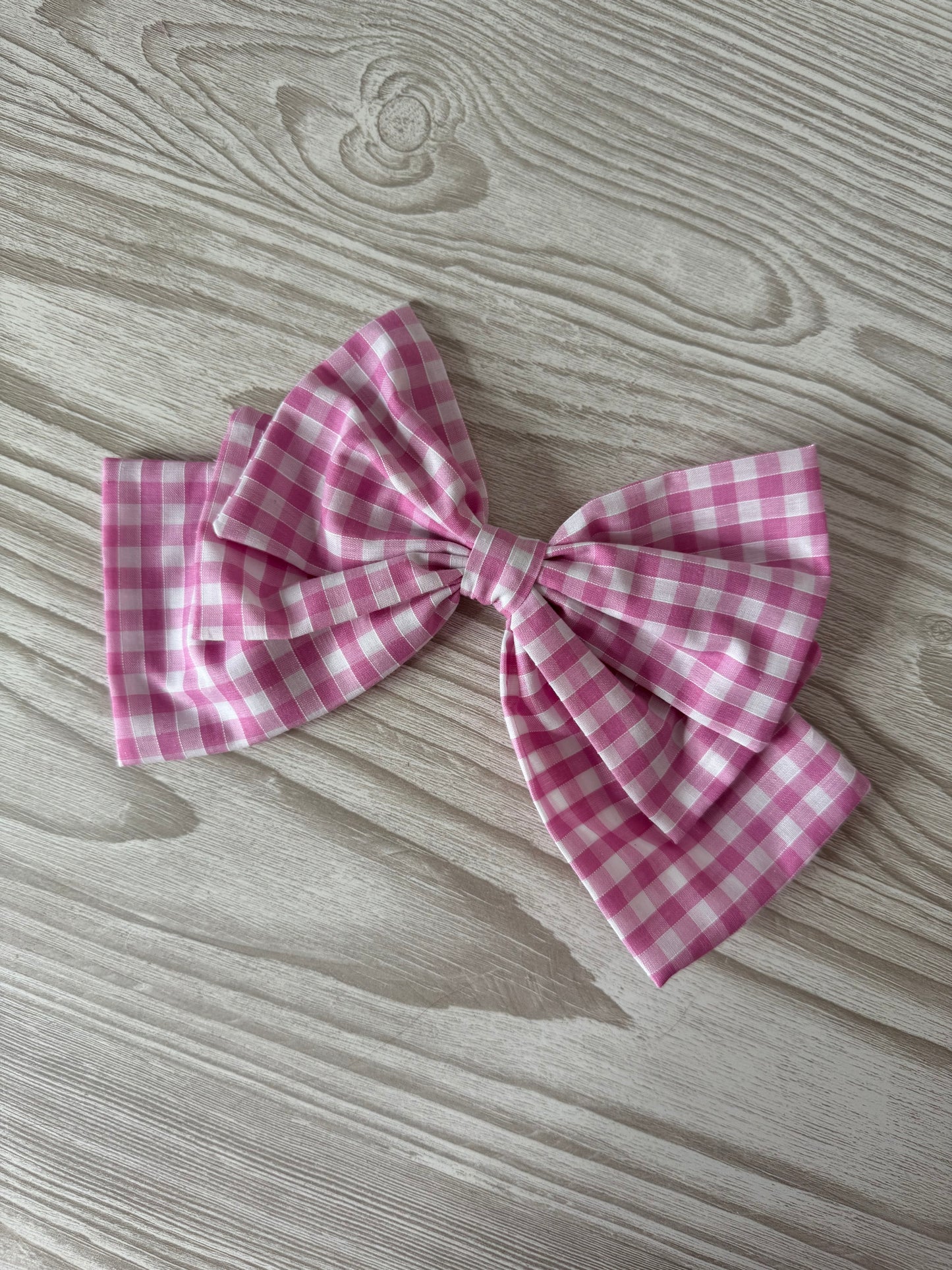 Large Pink Gingham Bow