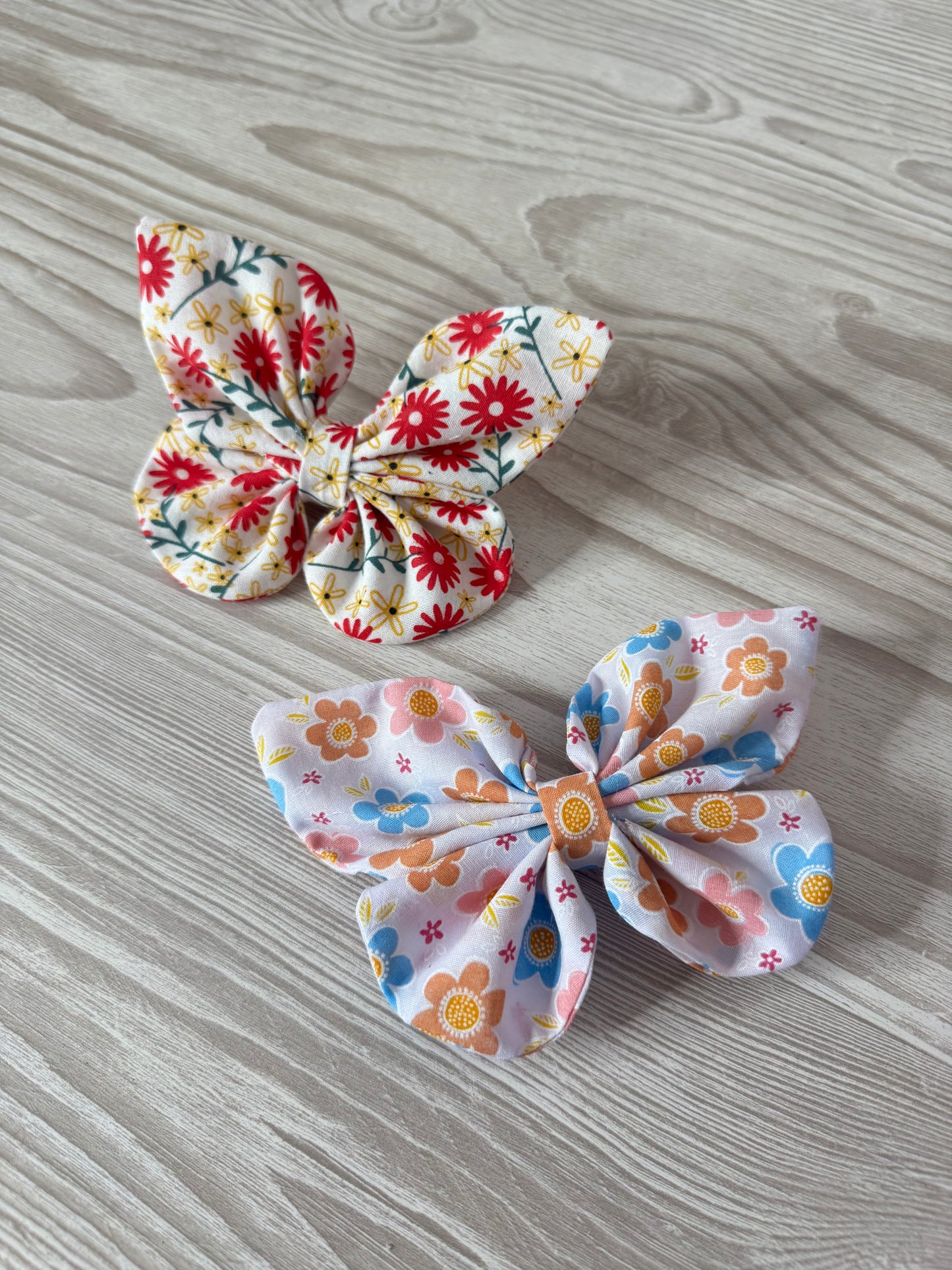 Large Red Floral Butterfly Bow