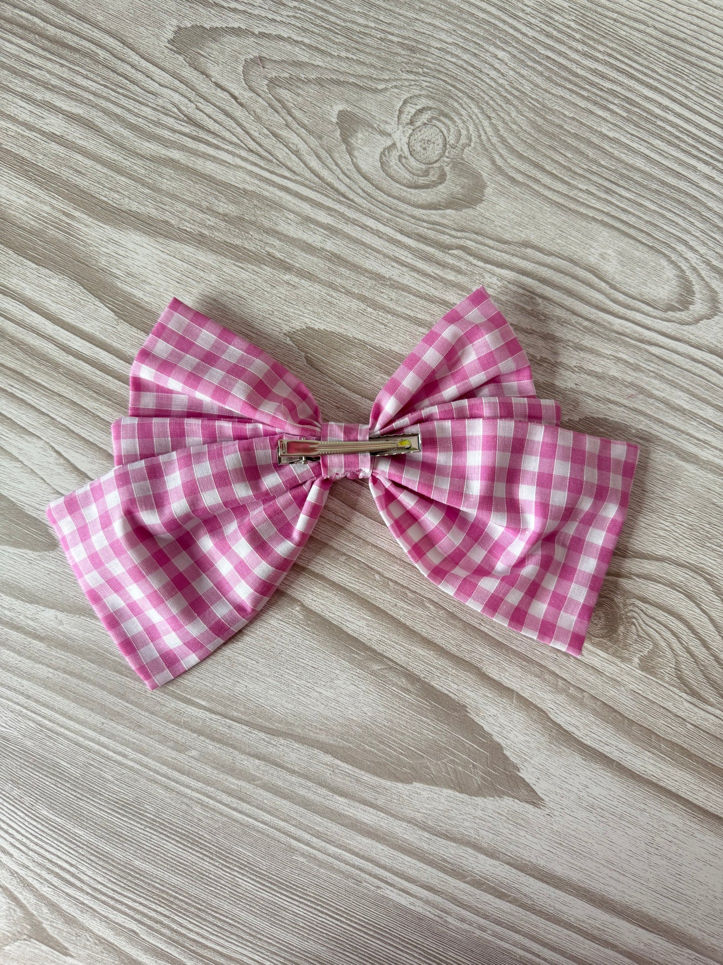 Large Pink Gingham Bow