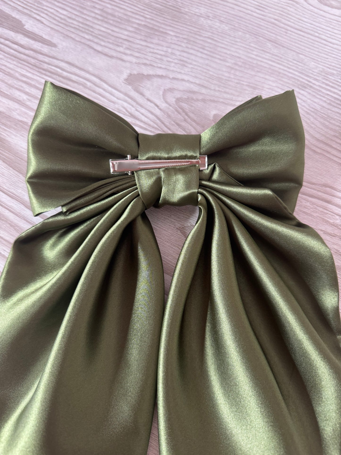 Extra Large Olive Silky Bow