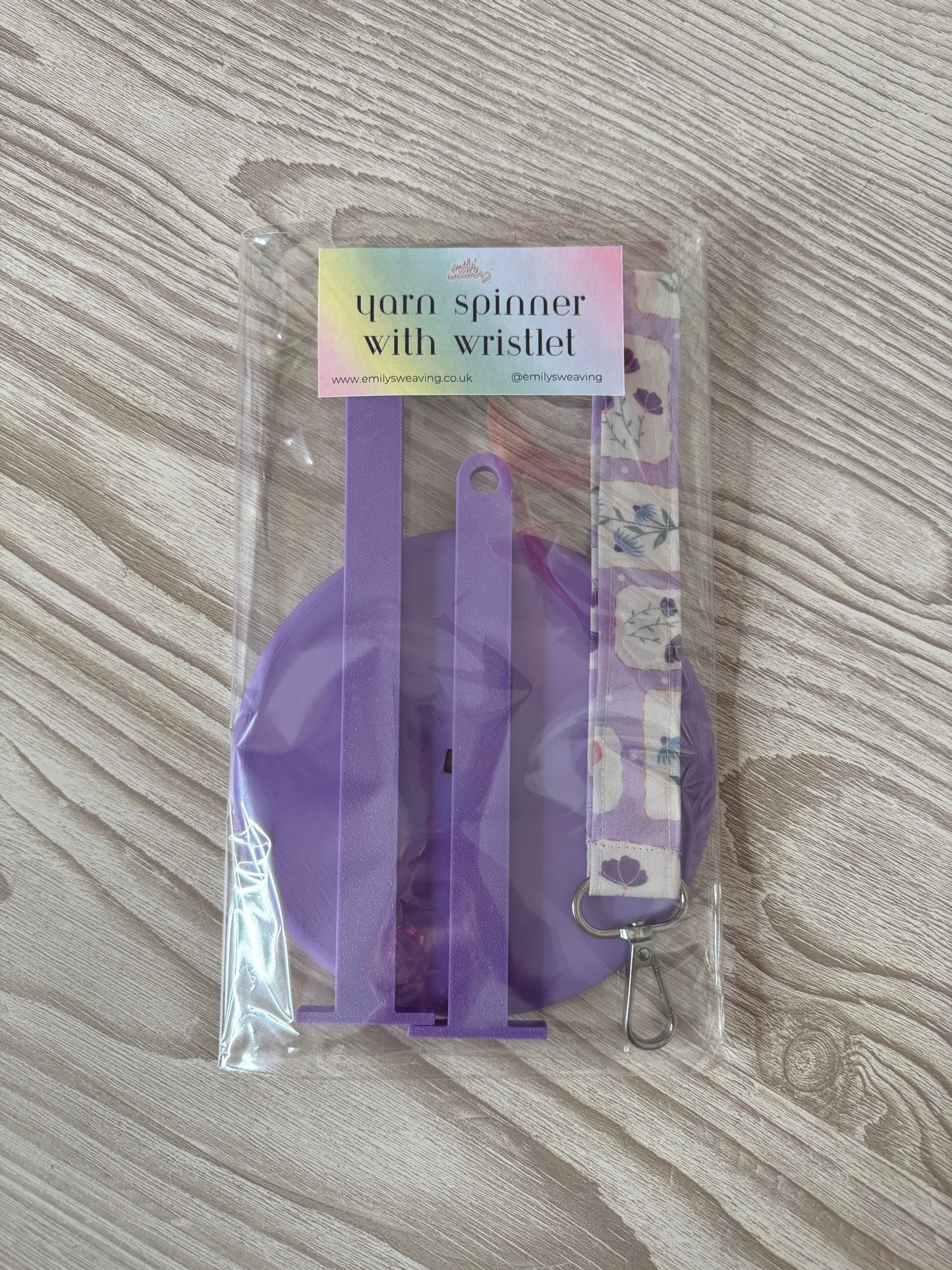 Purple Yarn Spinner with Stamp Wristlet