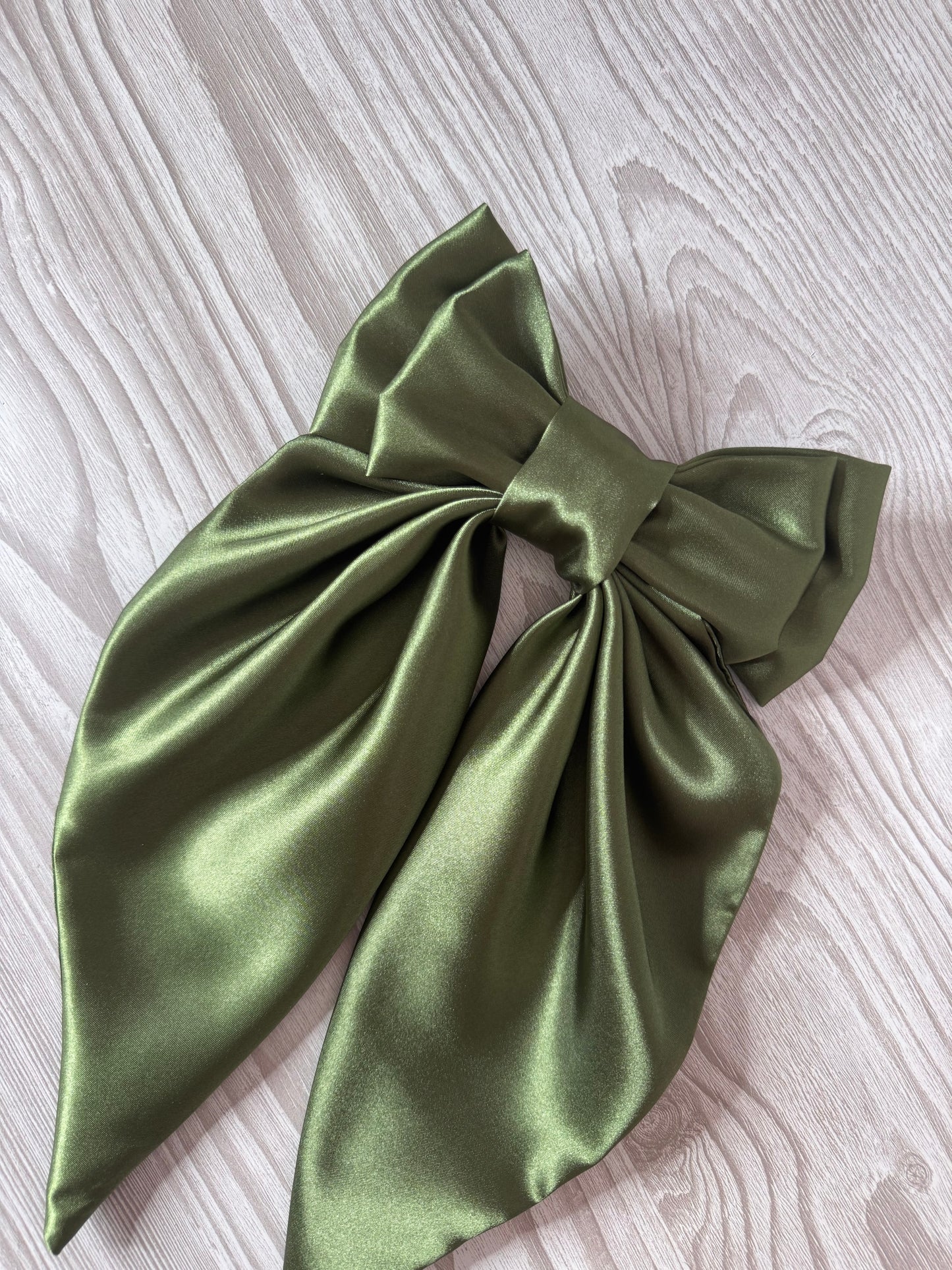 Extra Large Olive Silky Bow