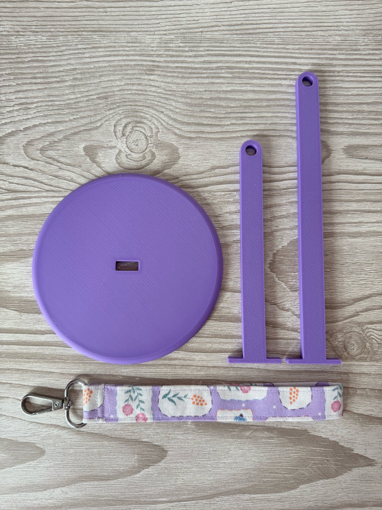 Purple Yarn Spinner with Stamp Wristlet
