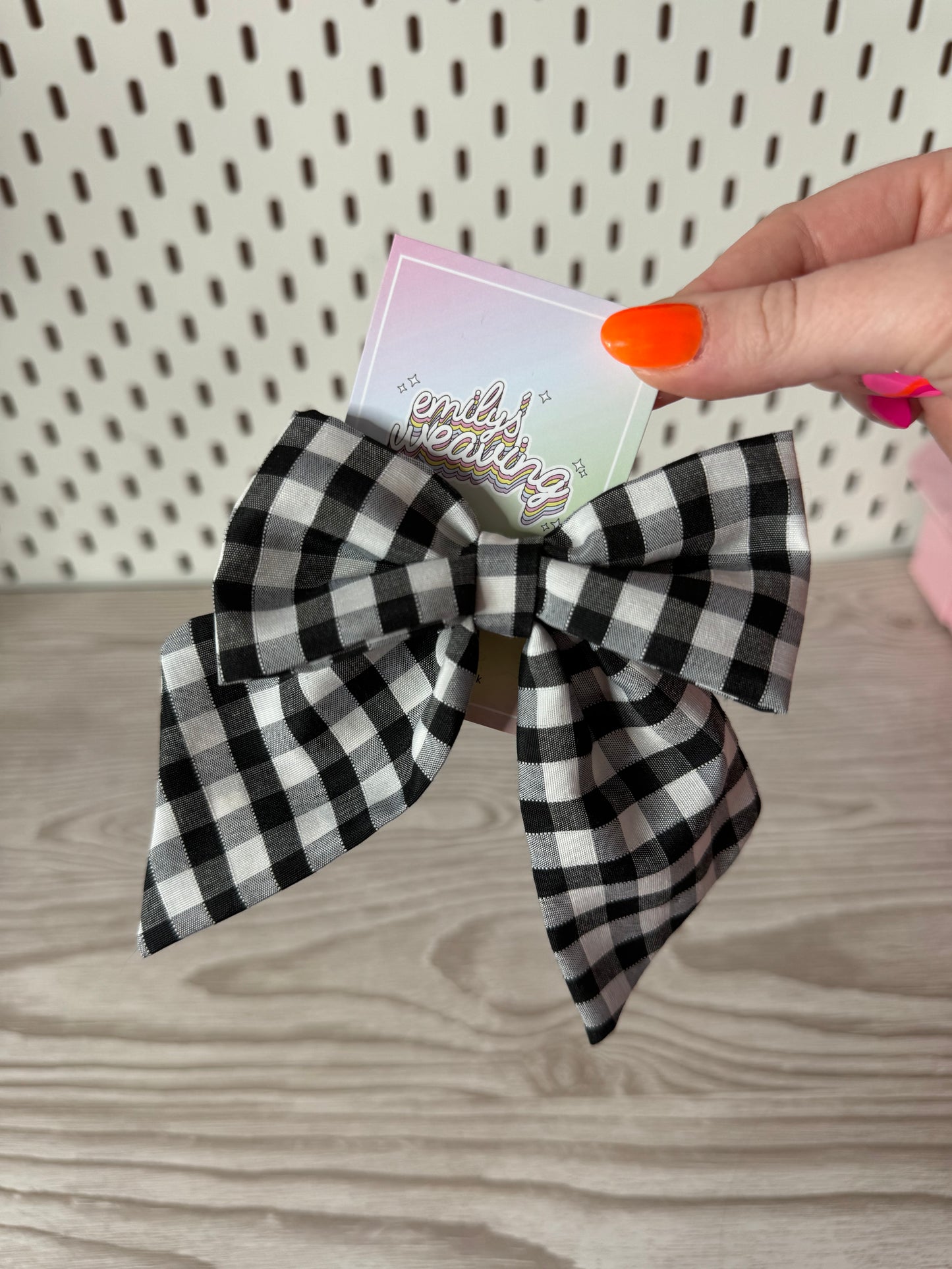 Small Black Gingham Bow