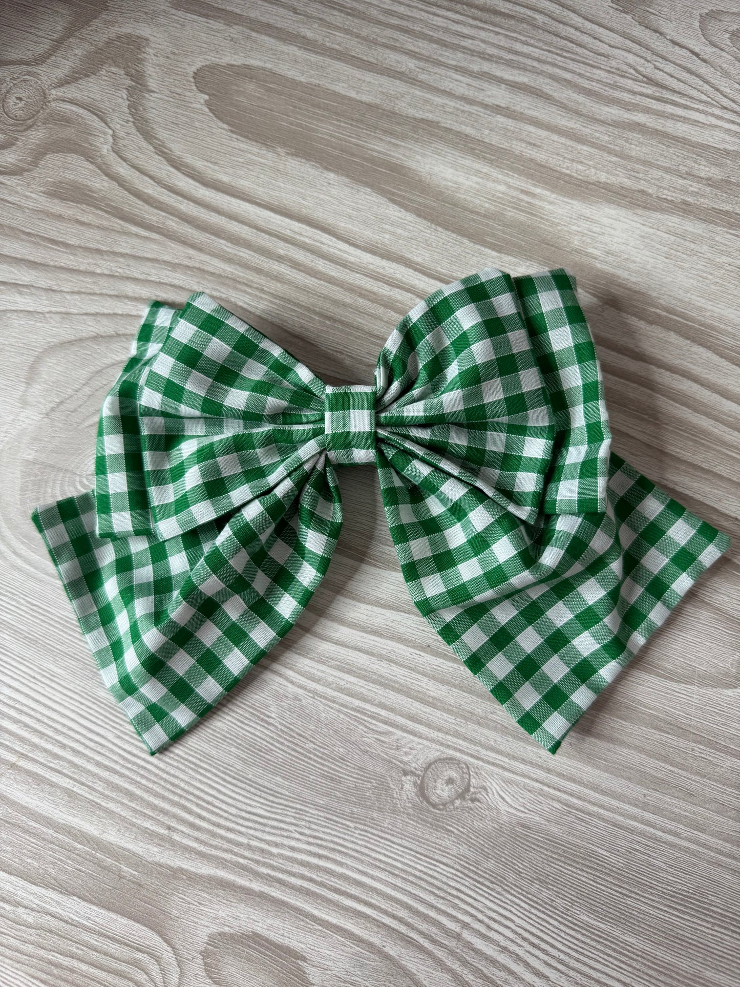 Large Green Gingham Bow