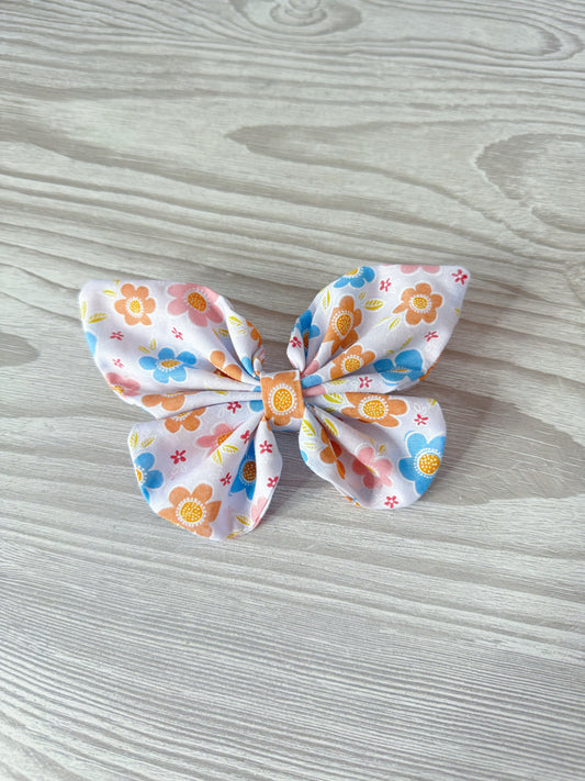 Large White Floral Butterfly Bow