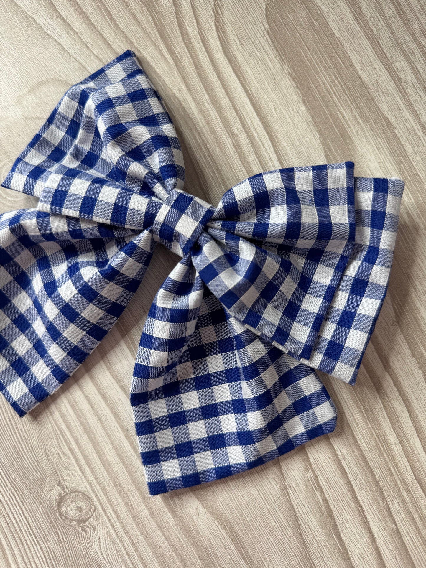 Large Blue Gingham Bow