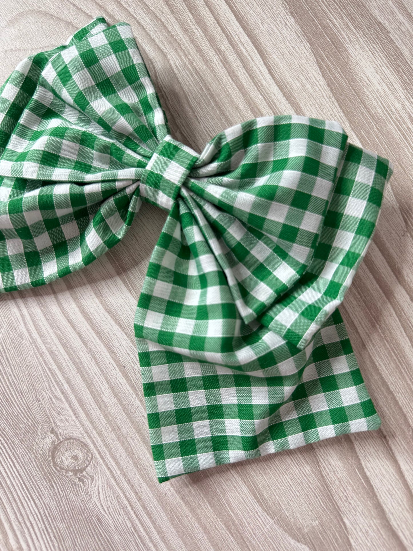 Large Green Gingham Bow