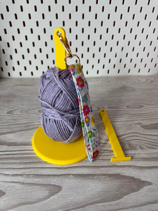 Yellow Yarn Spinner with Ditsy Wristlet