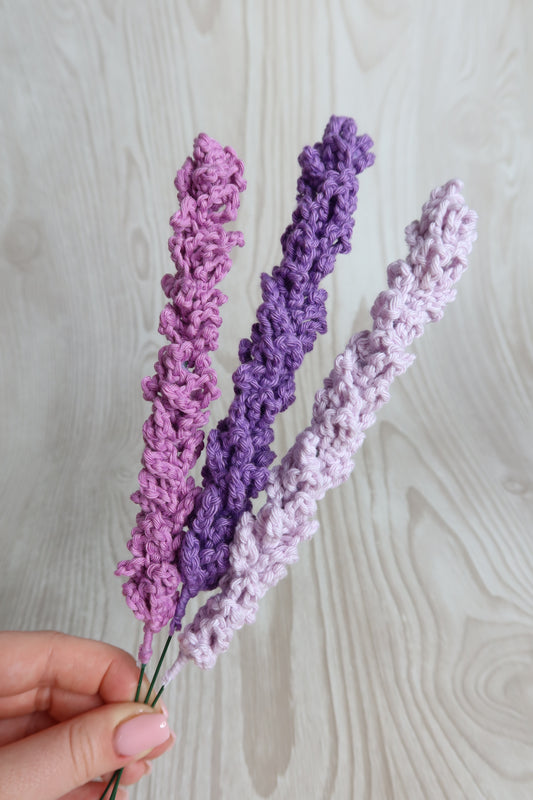 Lavender Stem Crochet Flower