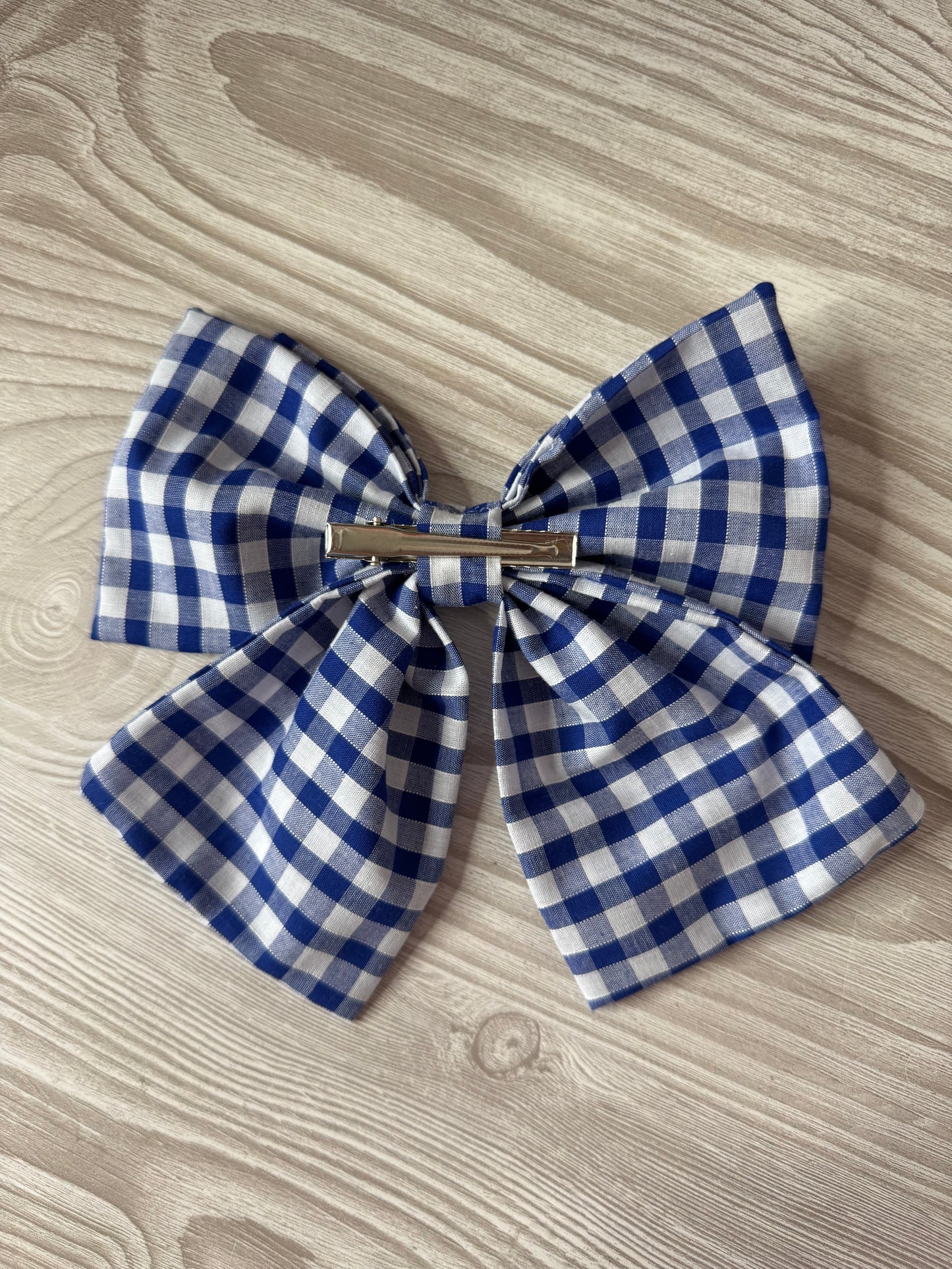 Large Blue Gingham Bow