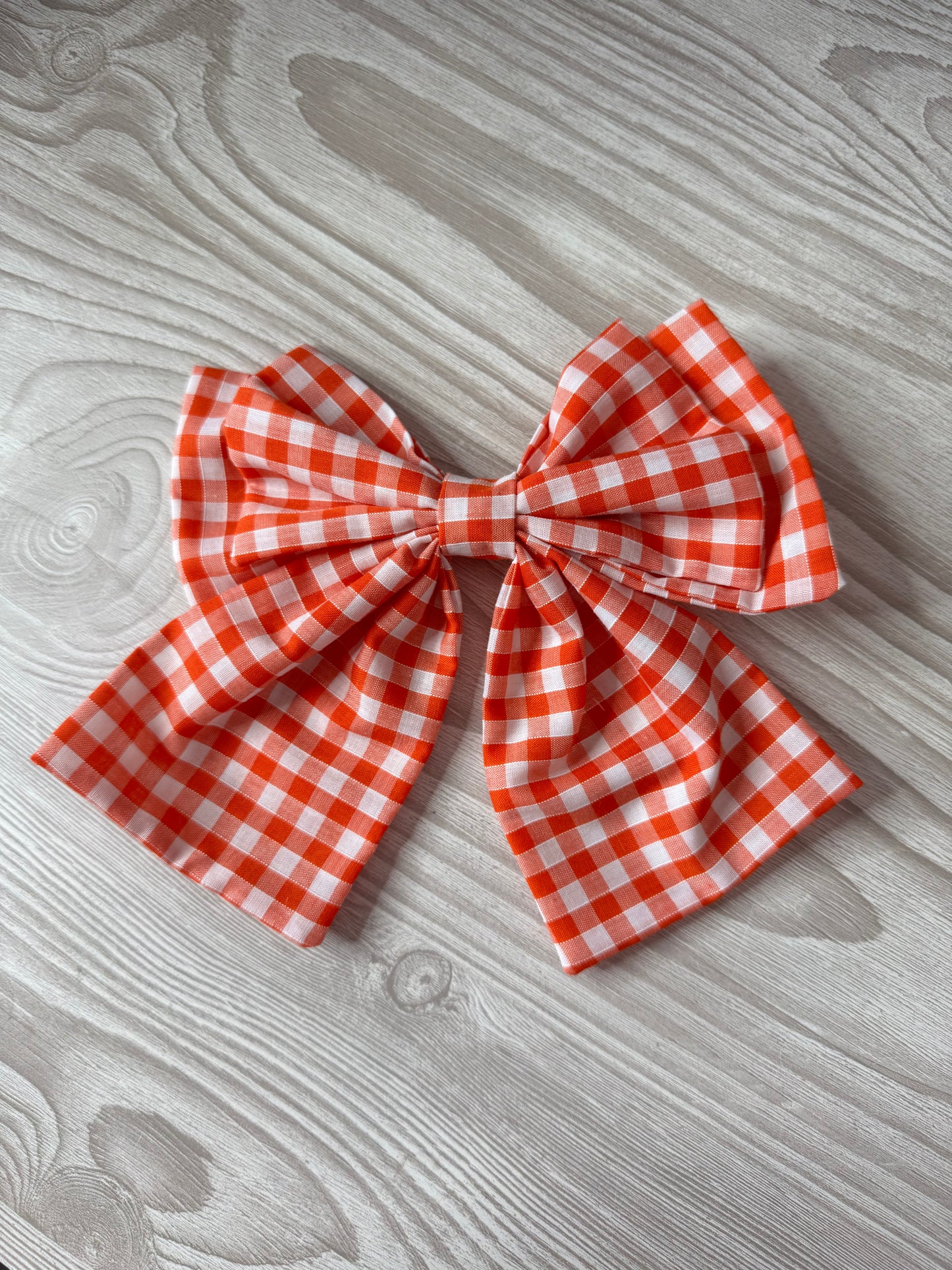 Large Orange Gingham Bow