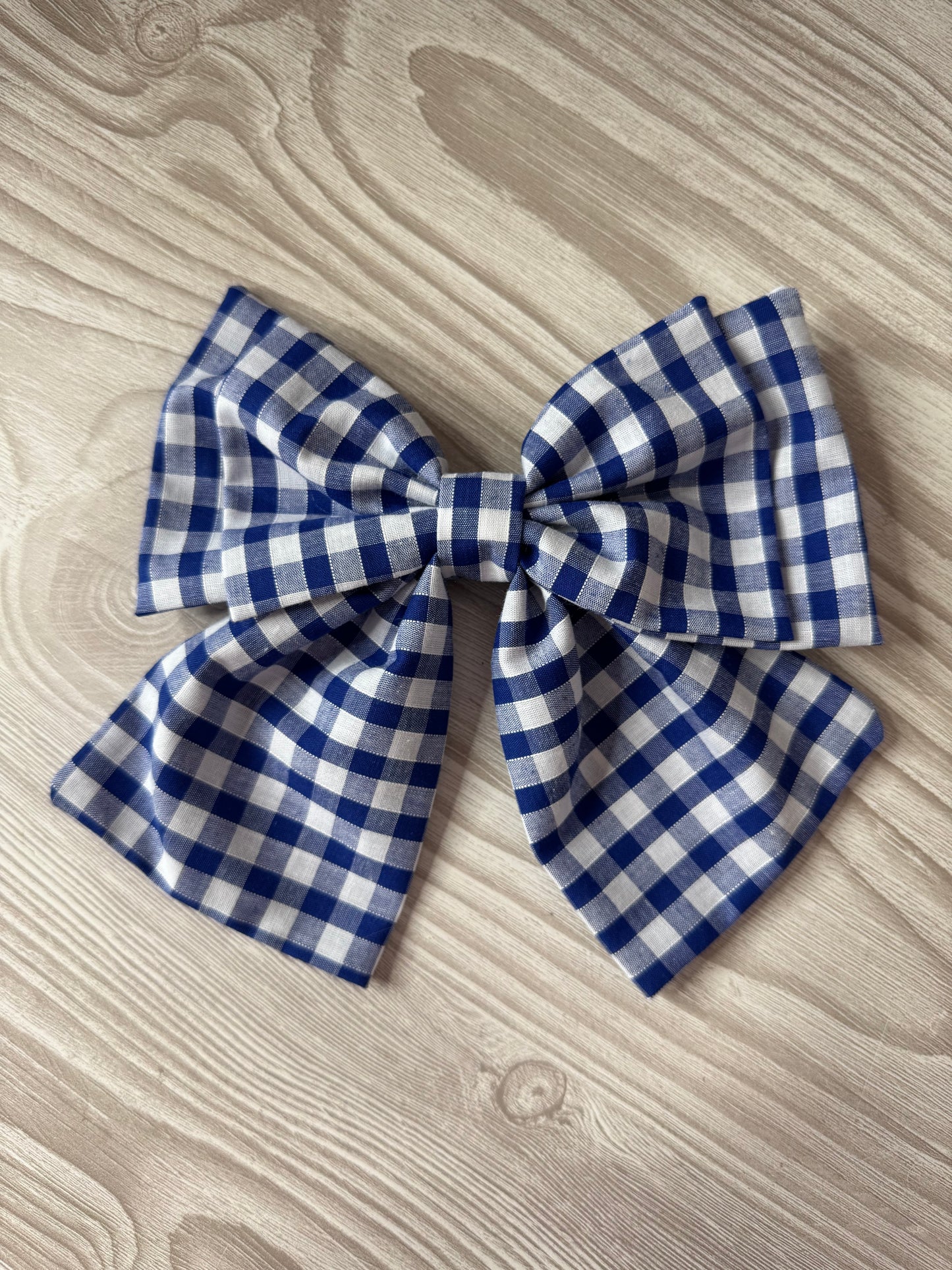 Large Blue Gingham Bow