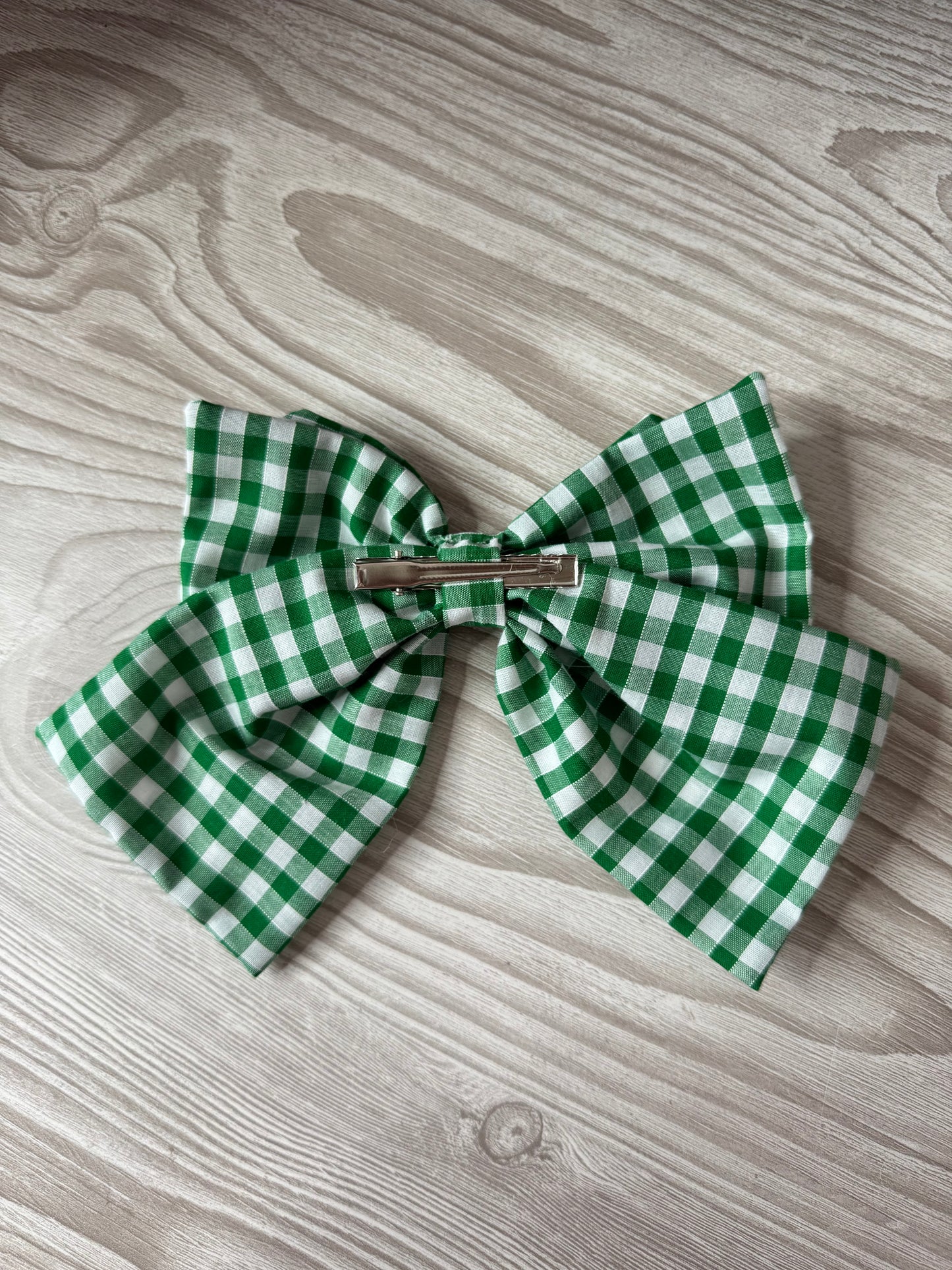 Large Green Gingham Bow