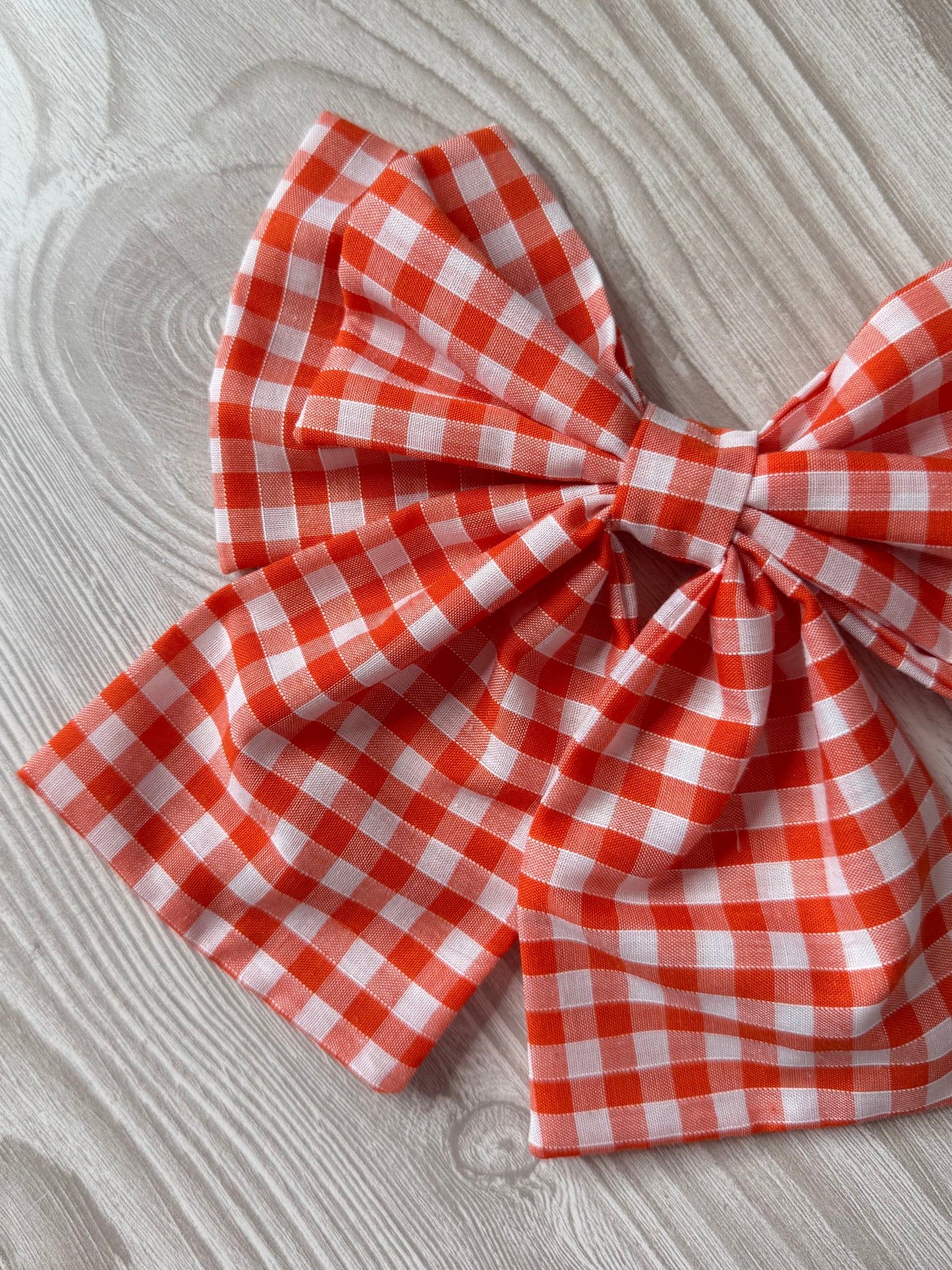 Large Orange Gingham Bow
