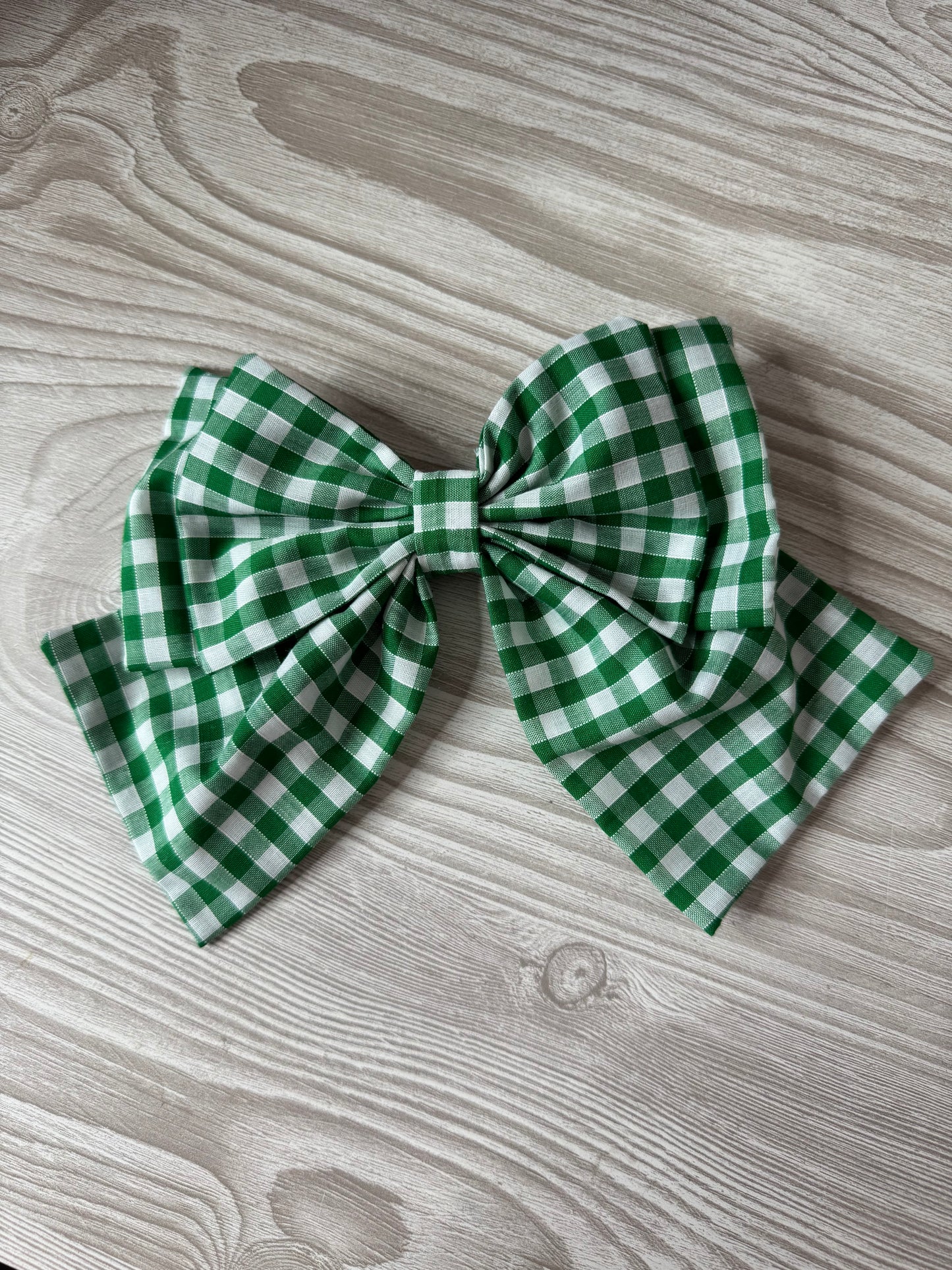 Large Green Gingham Bow