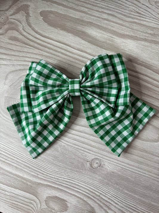 Large Green Gingham Bow